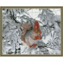 Белочка зимой Картина мозаикой с нанесенной рамкой на подрамнике Molly