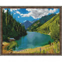 Кольсайские озера Картина мозаикой с нанесенной рамкой на подрамнике Molly
