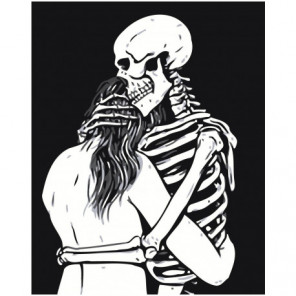 Скелет и девушка Раскраска картина по номерам на холсте
