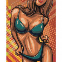 Девушка в купальнике поп-арт 80х100 Раскраска картина по номерам на холсте