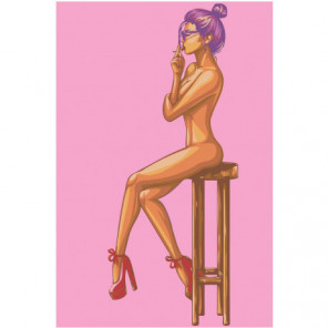 Обнаженная девушка на стуле 100х150 Раскраска картина по номерам на холсте