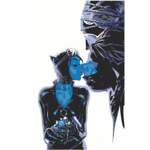Поцелуй бэтмена и женщины-кошки Раскраска картина по номерам на холсте