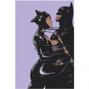 Связанные бэтмен и женщина-кошка 100х150 Раскраска картина по номерам на холсте