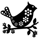 Птица с цветочками Трафарет-силуэт Marabu ( Марабу )