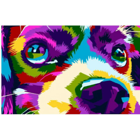 Радужный пес Раскраска картина по номерам на холсте