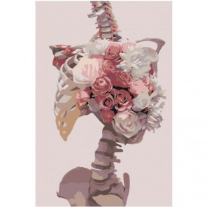 Скелет и розы Раскраска картина по номерам на холсте