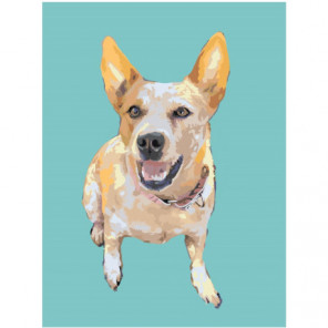 Собака на голубом фоне Раскраска картина по номерам на холсте