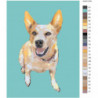 Собака на голубом фоне 60х80 Раскраска картина по номерам на холсте