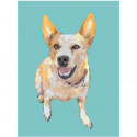 Собака на голубом фоне 75х100 Раскраска картина по номерам на холсте