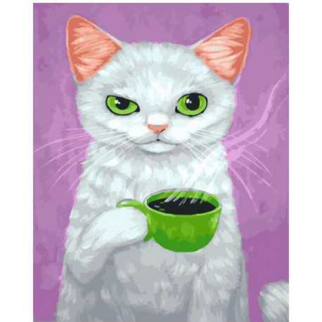 Зеленоглазая кошка Раскраска картина по номерам на холсте