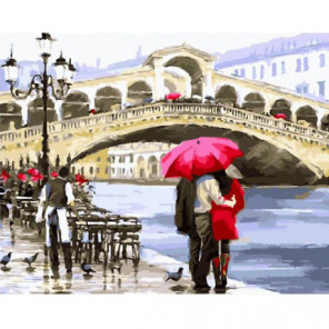 Влюбленные у моста в Венеции Раскраска картина по номерам на холсте