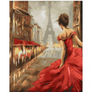 Девушка на улице Парижа Раскраска картина по номерам на холсте