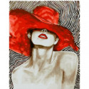 Дама в красной шляпе Раскраска картина по номерам на холсте