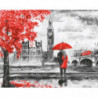 Красный Лондон. Пара под зонтом Раскраска картина по номерам на холсте