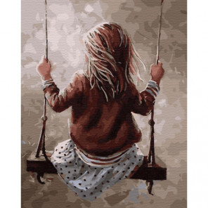 Девочка на качелях Раскраска картина по номерам на холсте
