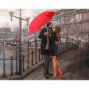 Пара под зонтом на набережной Раскраска картина по номерам на холсте