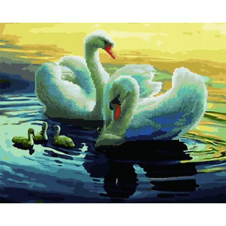  Лебеди Алмазная картина-раскраска по номерам на подрамнике GZS1096