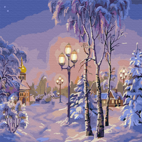  Зимний вечер Раскраска картина по номерам на холсте KH0440