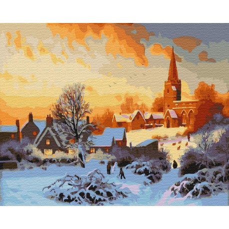 Зима в Нидерландах Раскраска картина по номерам на холсте
