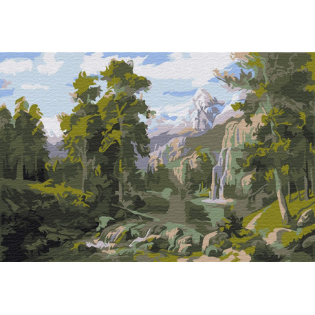 Лес и горы Раскраска картина по номерам на холсте
