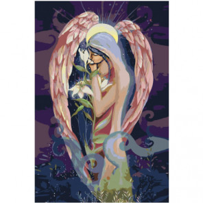 Ангел с цветком Раскраска картина по номерам на холсте