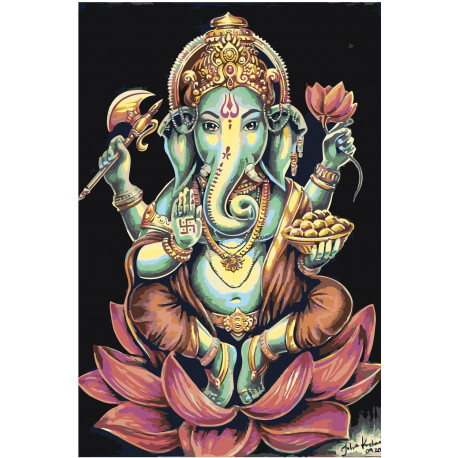 Индийский Бог Ганеша Раскраска картина по номерам на холсте
