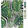 Тропические листья и полосы Раскраска картина по номерам на холсте