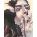 Девушка с сигарой Раскраска картина по номерам на холсте