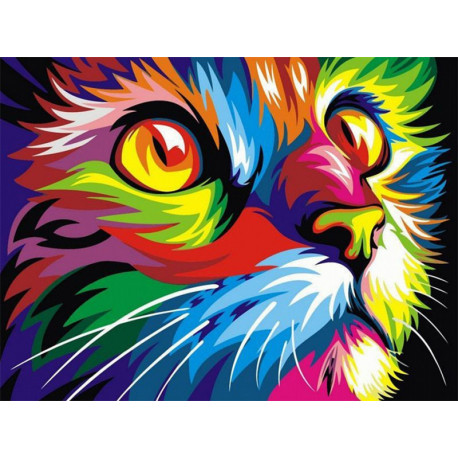  Радужный кот Раскраска картина по номерам на холсте EX6309