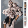 Белая цветочная голова девушки с птицей Раскраска картина по номерам на холсте