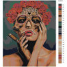 Девушка в маске с розами 80х100 Раскраска картина по номерам на холсте