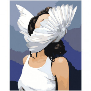 Девушка с крыльями на голове 80х100 Раскраска картина по номерам на холсте