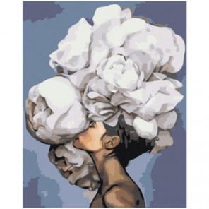 Девушка с белым букетом на голове Раскраска картина по номерам на холсте