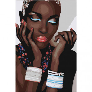 Африканка с браслетами Раскраска картина по номерам на холсте