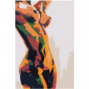 Радужная обнаженная женская фигура 80х120 Раскраска картина по номерам на холсте