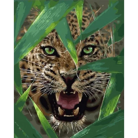  Оскал гепарда Раскраска картина по номерам на холсте МСА684