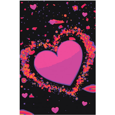 Сердце Любовь Неон 100х150 Раскраска картина по номерам на холсте