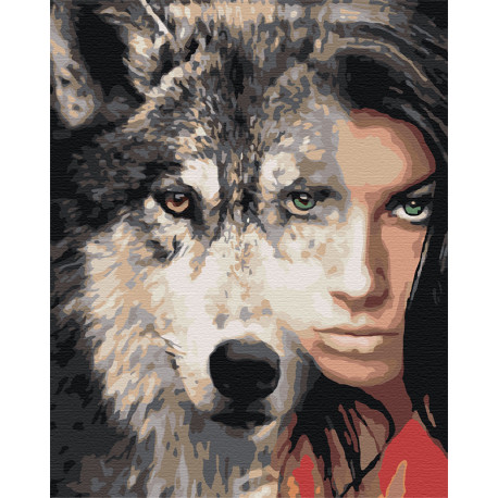  Девушка волчица Раскраска картина по номерам на холсте AIPA-a-dv11-80x100