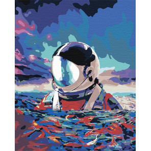  Астронавт в море Раскраска картина по номерам на холсте AAAA-RS001-100x125