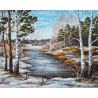  Зимняя лесная река Раскраска картина по номерам на холсте ZX 23633