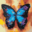 Акварельная бабочка синяя 1 Раскраска картина по номерам на холсте