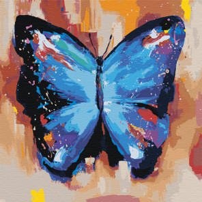  Акварельная бабочка синяя 2 Раскраска картина по номерам на холсте AAAA-RS004