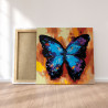 Пример картины в интерьере Акварельная бабочка синяя 1 Раскраска картина по номерам на холсте AAAA-RS003-100x100