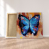 Пример картины в интерьере Акварельная бабочка синяя 2 Раскраска картина по номерам на холсте AAAA-RS004-80x80