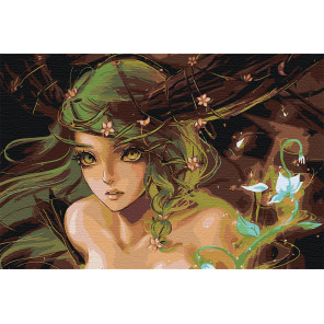 Пример в интерьере Зелёная фея Раскраска картина по номерам на холсте AAAA-FIR311-80x120