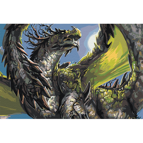  Зеленый дракон Раскраска картина по номерам на холсте AAAA-GDS112