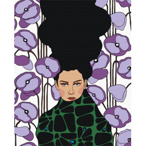  Девушка с сиреневыми цветами Раскраска картина по номерам на холсте AAAA-DV03
