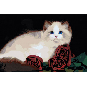 Персидская кошка с розами Раскраска картина по номерам на холсте AAAA-RS018-80x120