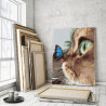 Пример в интерьере Котёнок и бабочка на носу Раскраска картина по номерам на холсте AAAA-JV3-100x125