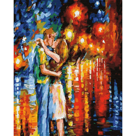  Поцелуй в ночных огнях Раскраска картина по номерам на холсте ZX 23334